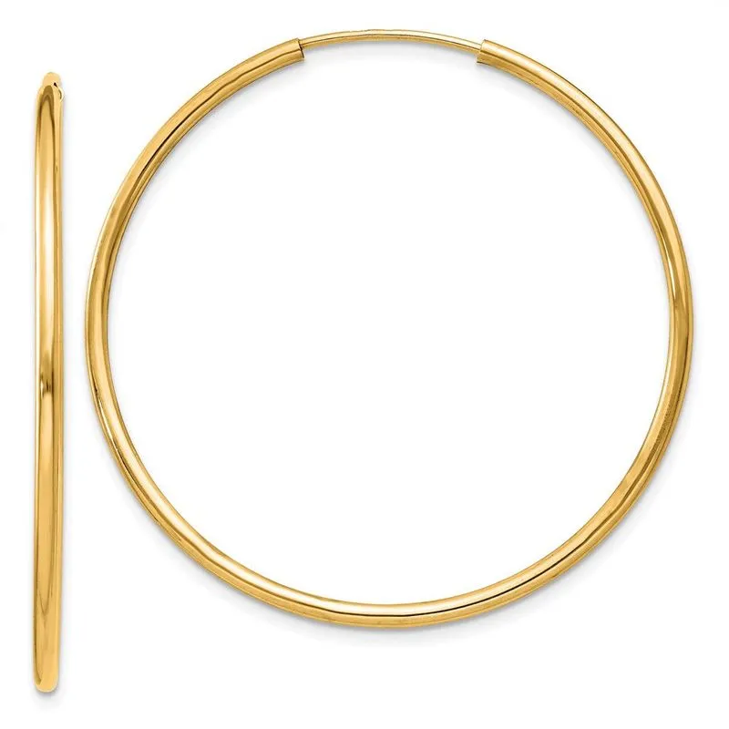 14k 1.5mm Polido Redondo Infinito Argolas