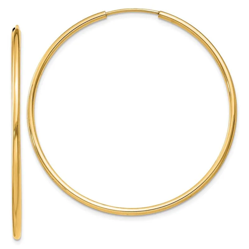 14k 1.5mm Polido Redondo Infinito Argolas
