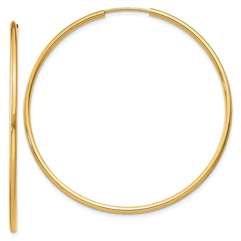 14k 1.5mm Polido Redondo Infinito Argolas