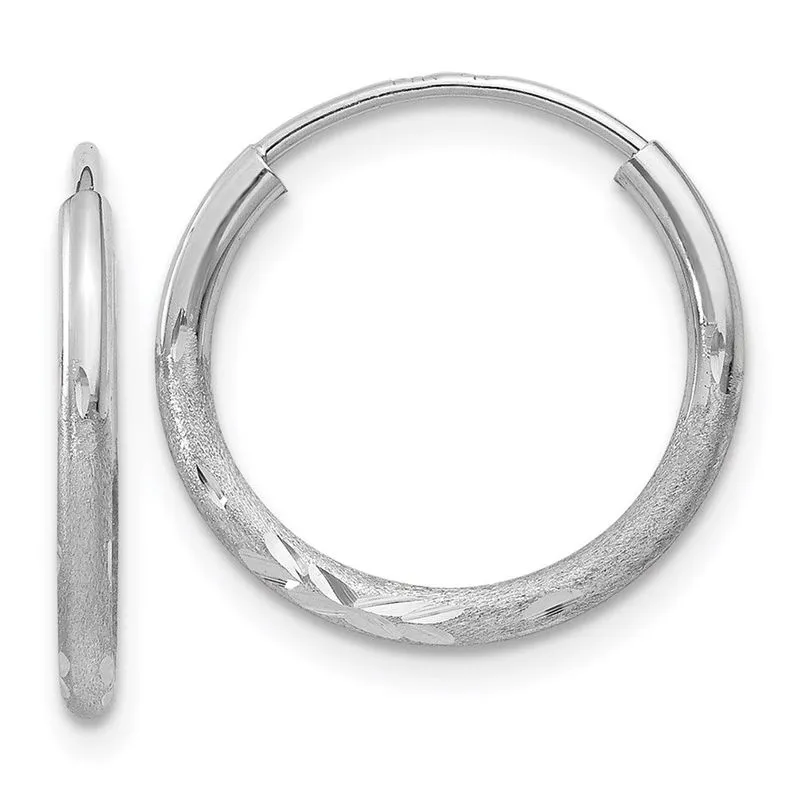 14k Ouro Branco 1.5mm Diamante-corte Infinito Brincos De Aro