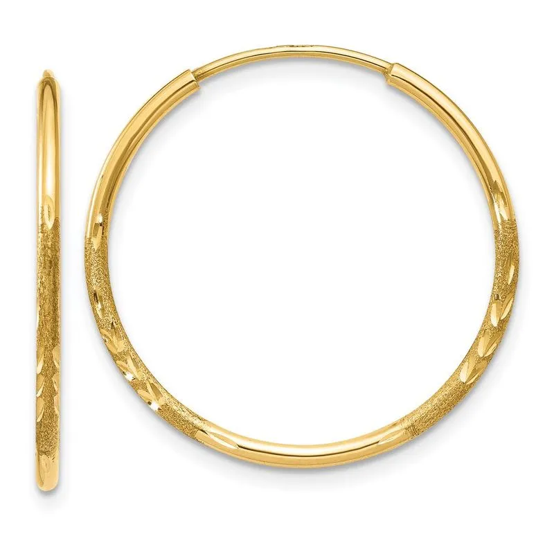 14k 1.25mm Diamante-corte Infinito Aro Brinco