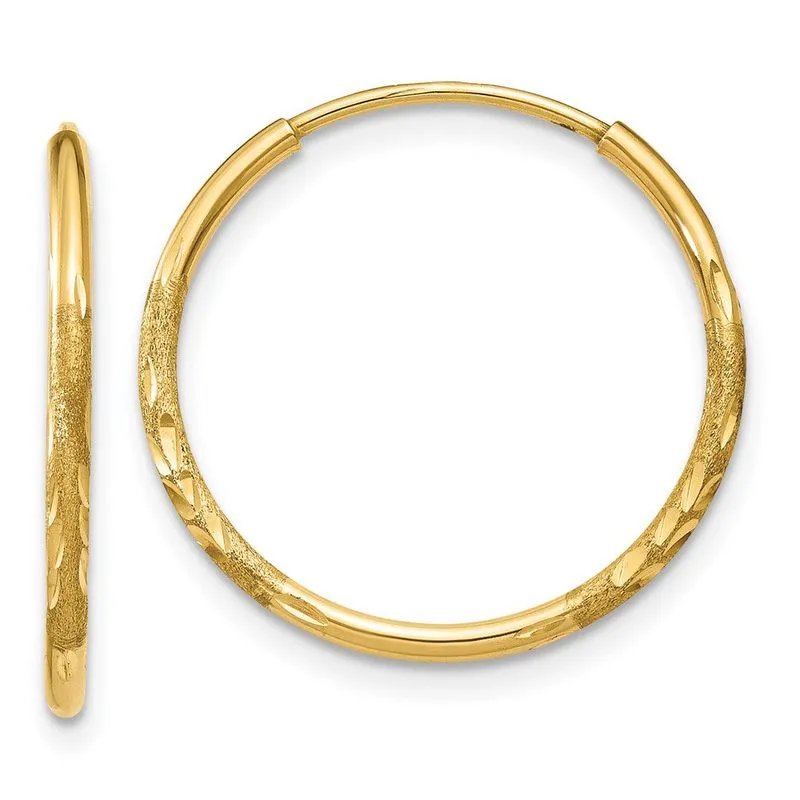 14k 1.25mm Diamante-corte Infinito Aro Brinco
