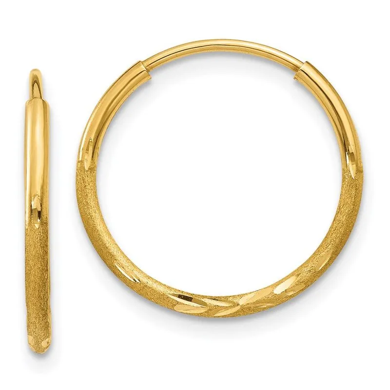 14k 1.25mm Diamante-corte Infinito Aro Brinco