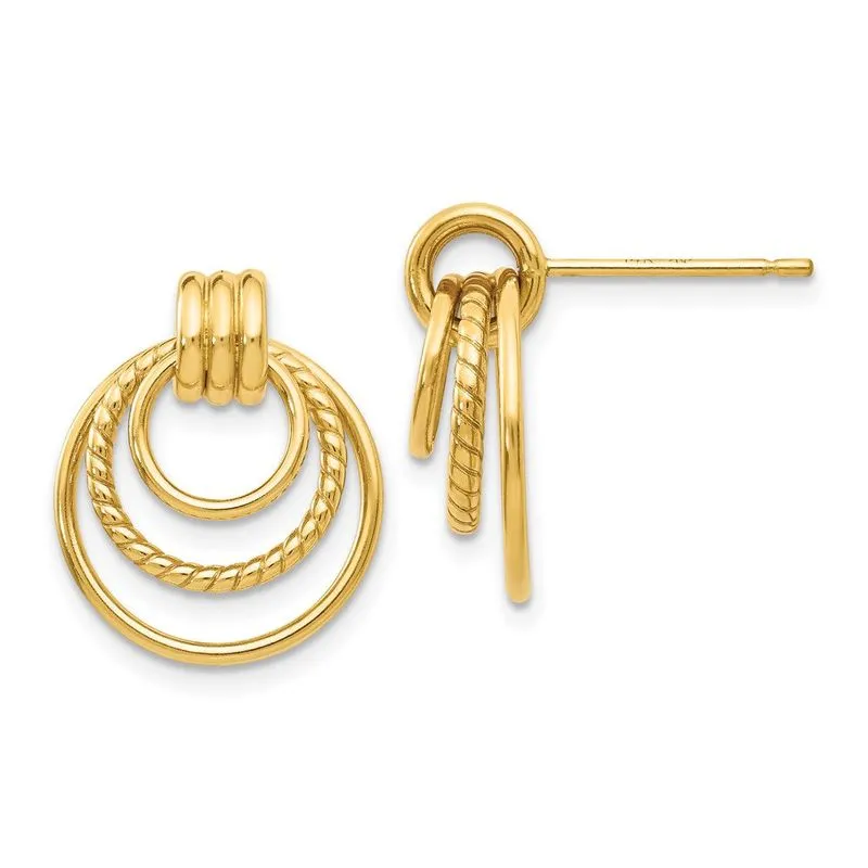 14k Polido E Torcido Fancy Post Brincos