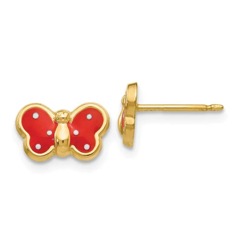 14k Brincos De Borboleta Esmaltados