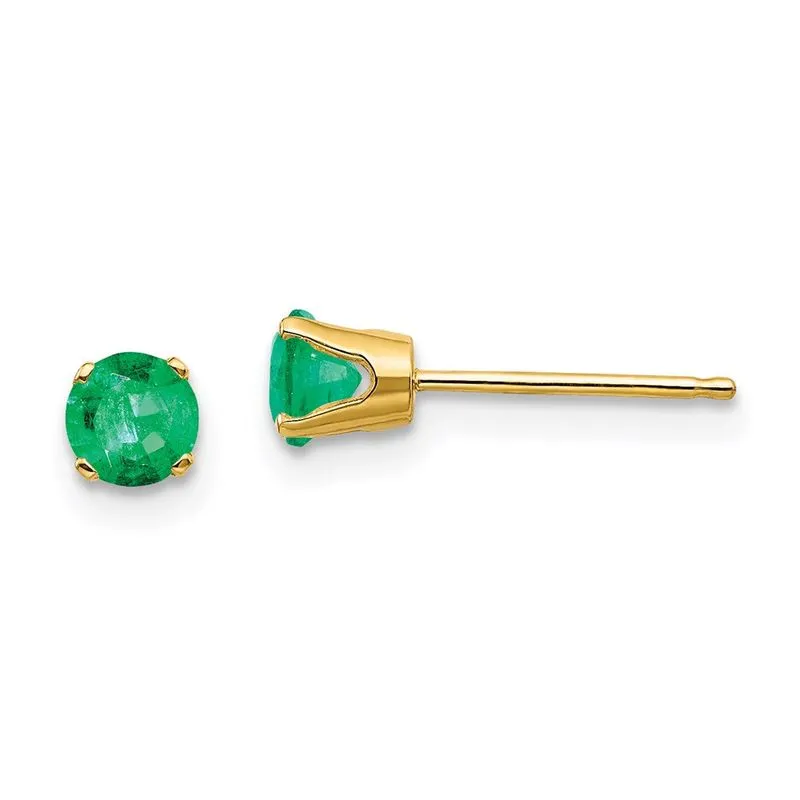14k 4mm Maio/esmeralda Post Brincos