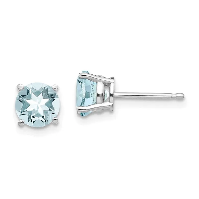 14k Brincos Aquamarine De Ouro Branco