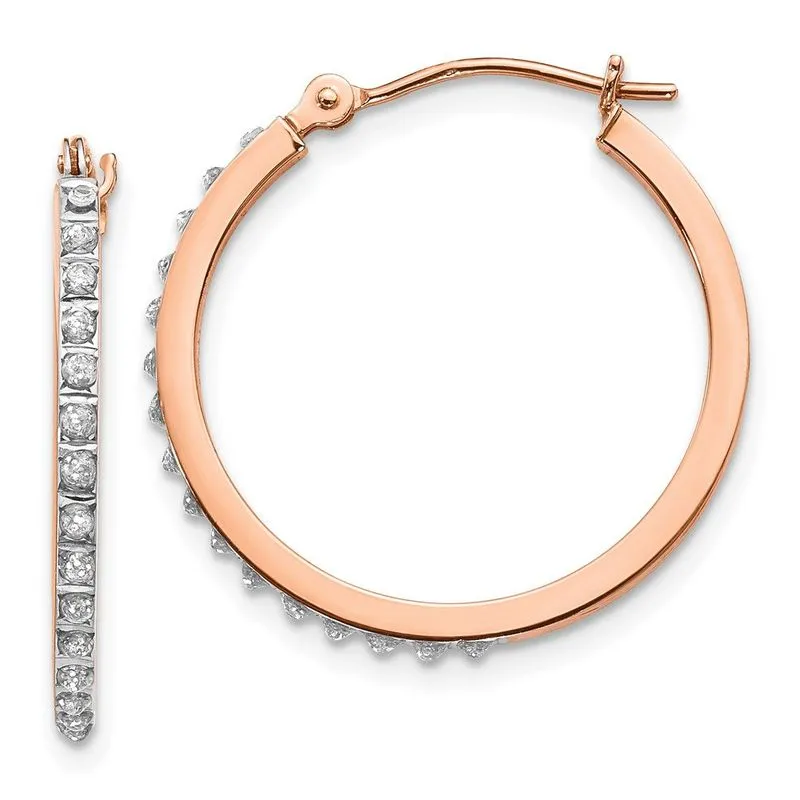 14k Ouro Rosa Diamante Fascinação Brincos De Aro Articulado