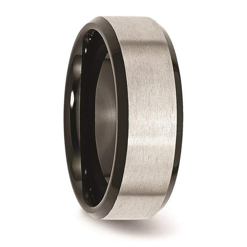 Aço Inoxidável Beveled Edge Preto Ip-chapeado 8mm Brushed Ban