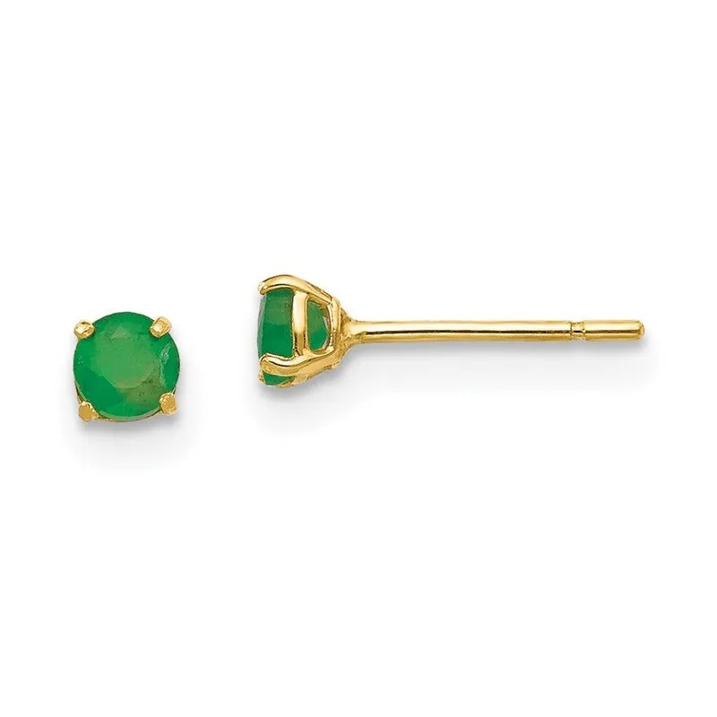 14k Madi K Esmeralda Redonda 3mm Post Brincos