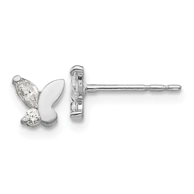 14k Ouro Branco Madi K Cz Brincos De Correio Borboleta