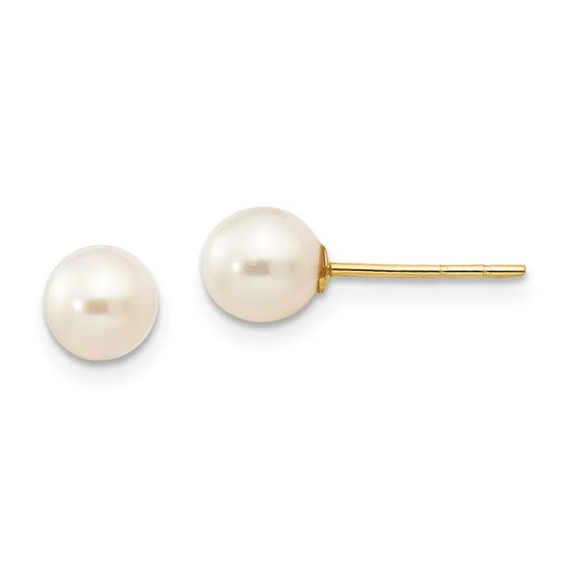14k Madi K 5-6mm Branco Perto De Redondo De Água Doce Cultivada Pérola