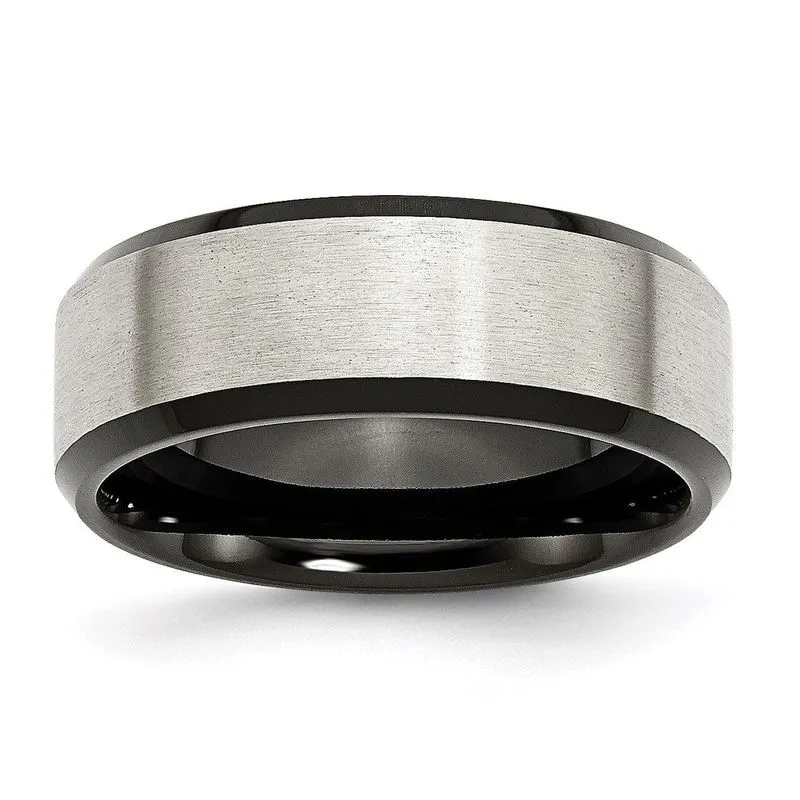 Aço Inoxidável Beveled Edge Preto Ip-chapeado 8mm Brushed Ban