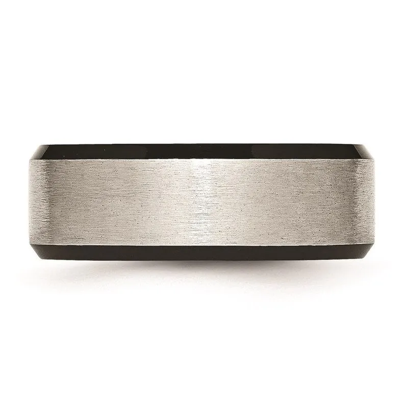 Aço Inoxidável Beveled Edge Preto Ip-chapeado 8mm Brushed Ban