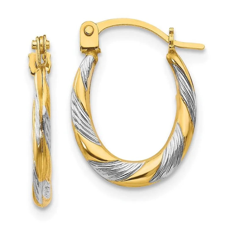14k Madi K W / Rhodium Twist Hoop Brincos