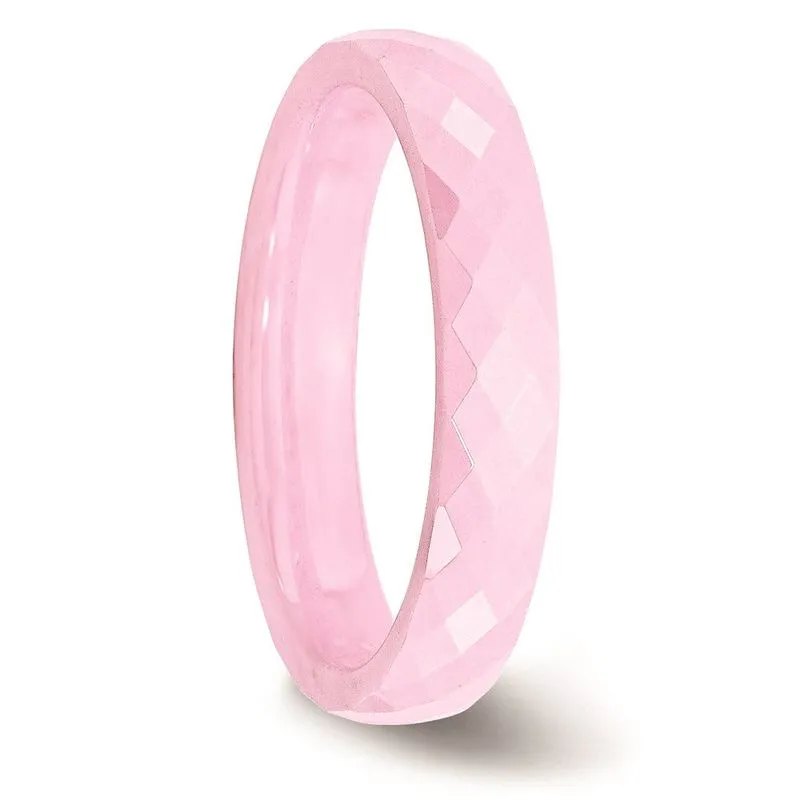Cerâmica Rosa 4mm Facetada Faixa Polida