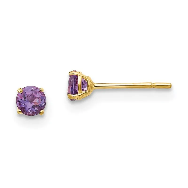 14k Madi K Round Ametista 3mm Post Brincos