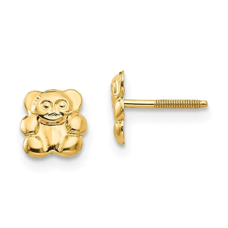14k Madi K Polido Ursinho De Pelúcia Screwback Brincos