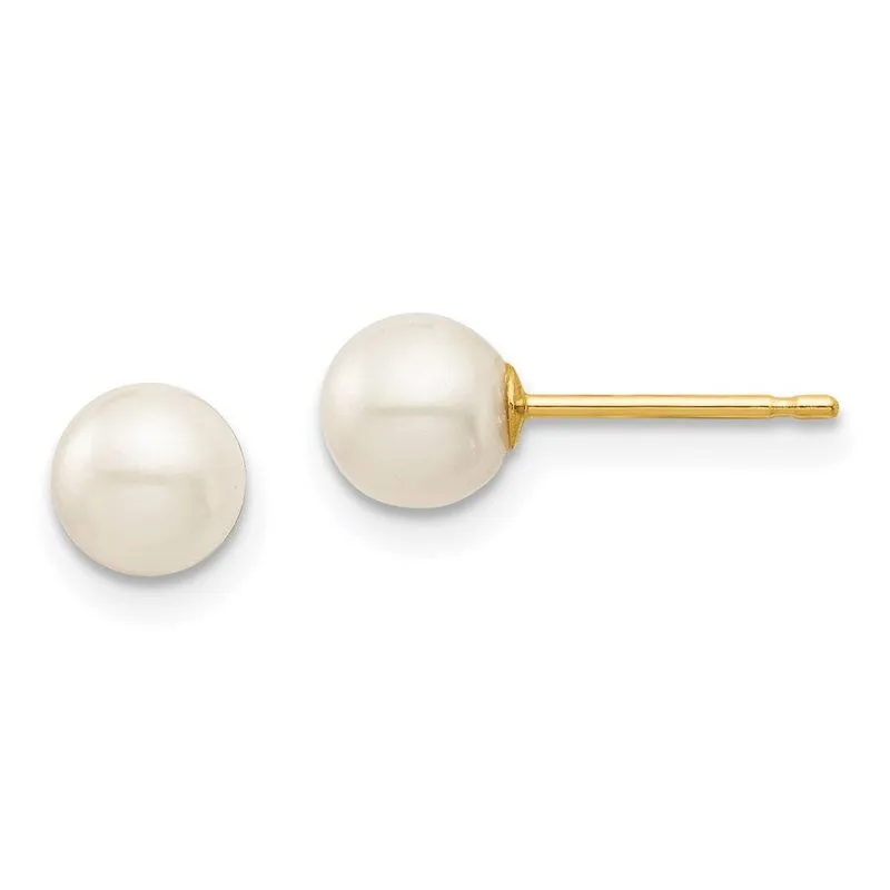 14k Madi K 5-6mm Branco Redondo De Água Doce Cultivado Pérola Stud