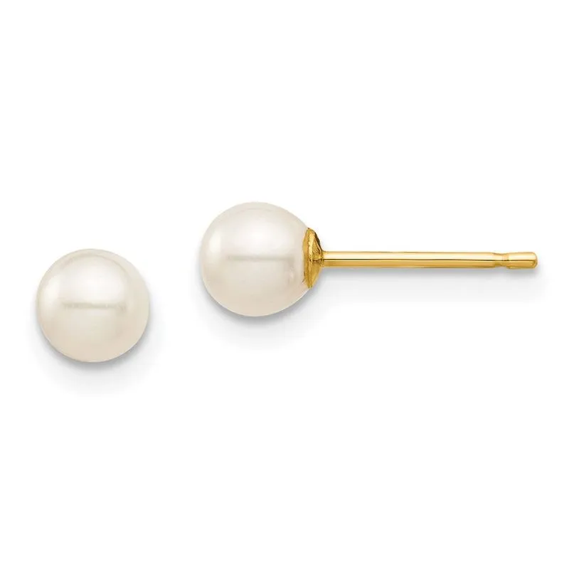 14k Madi K 4-5mm Branco Redondo De Água Doce Cultivado Pérola Stud