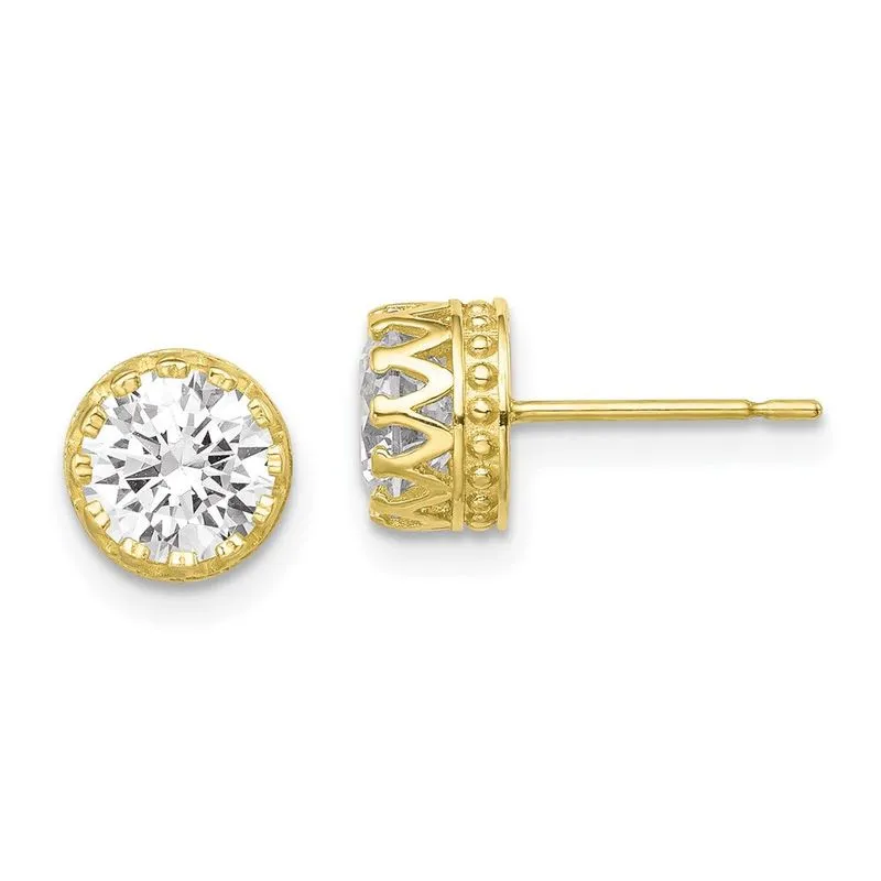 10k Tiara Collection 7mm Brincos Cz Polidos