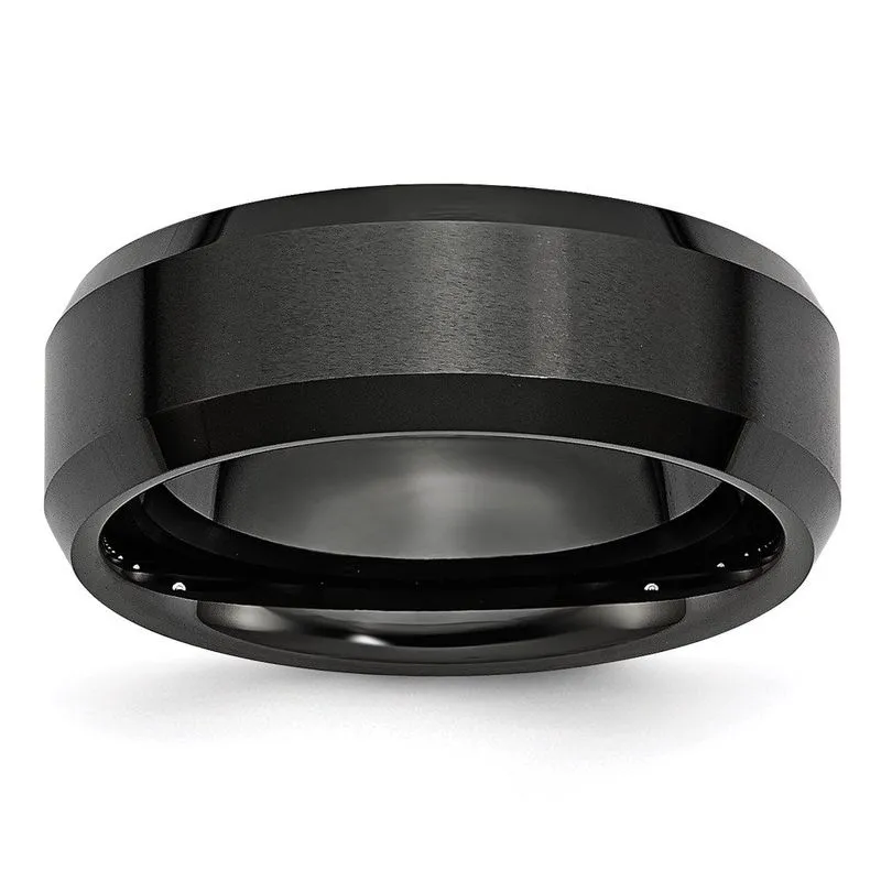 Cerâmica Preto 8mm Borda Chanfrada Escovada E Banda Polida