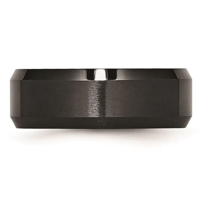 Cerâmica Preto 8mm Borda Chanfrada Escovada E Banda Polida