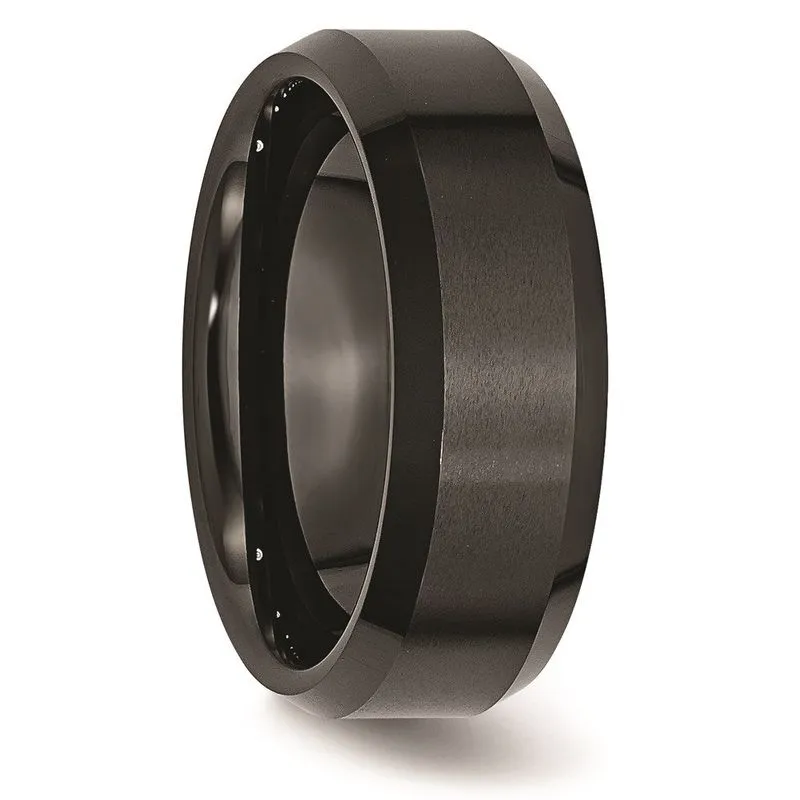 Cerâmica Preto 8mm Borda Chanfrada Escovada E Banda Polida