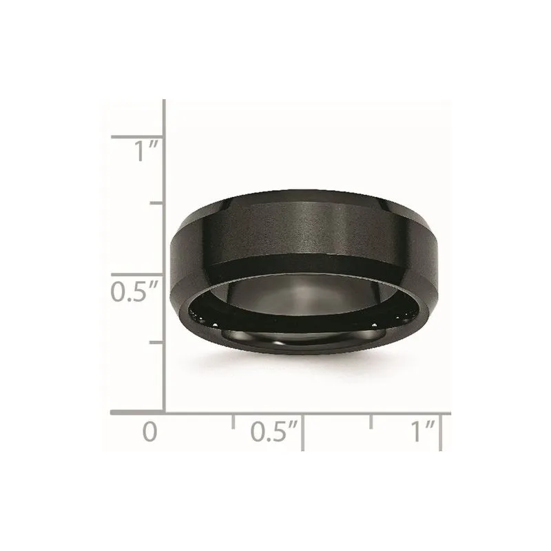 Cerâmica Preto 8mm Borda Chanfrada Escovada E Banda Polida