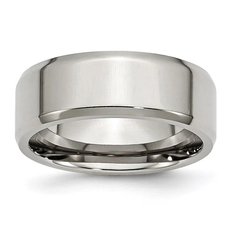 Aço Inoxidável Beveled Edge 8mm Banda Polida