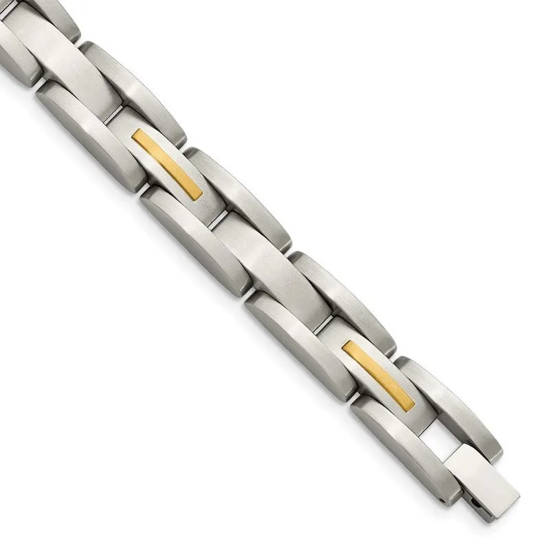 Aço Inoxidável 14k Amarelo Inlay 8in Pulseira