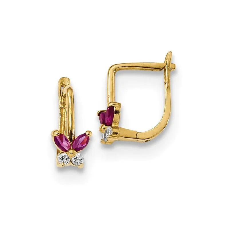 14k Madi K Polido Vermelho E Branco Cz Aros De Borboleta