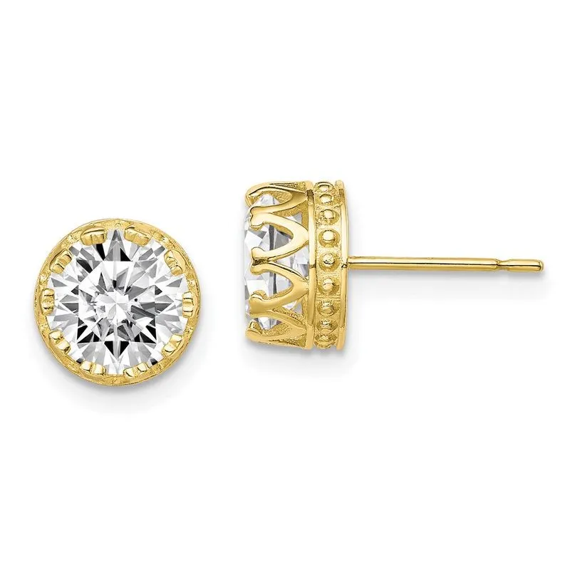 10k Tiara Collection 8mm Brincos Cz Polidos