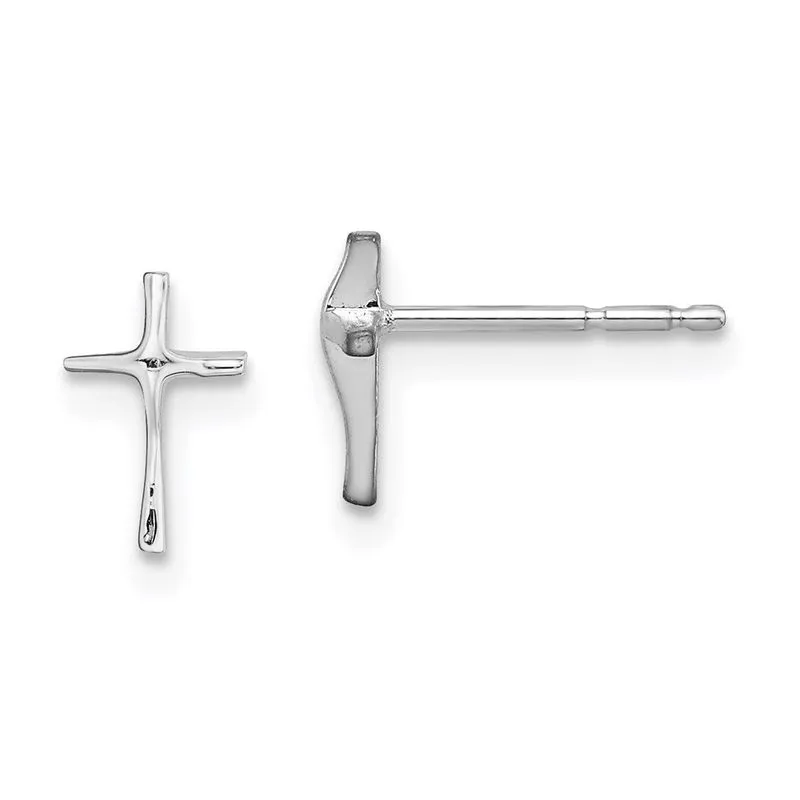 14k Madi K Brincos De Posto De Cruz De Ouro Branco