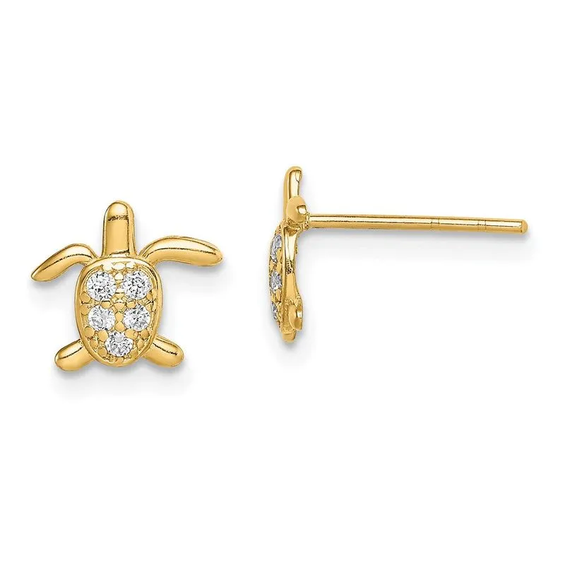 14k Madi K Cz Tartaruga Post Brincos