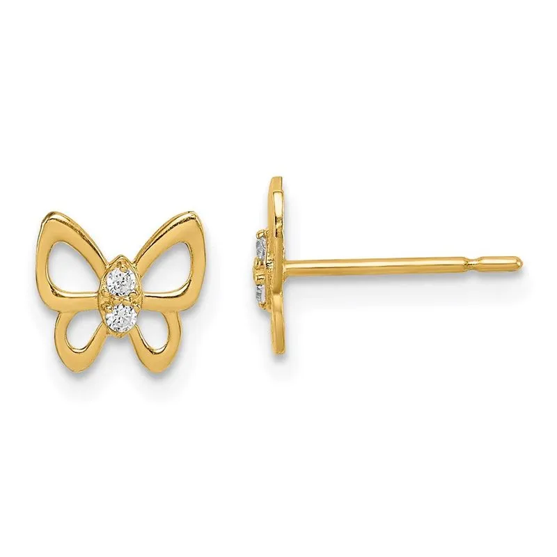 14k Madi K Borboleta Cz Stud Brincos
