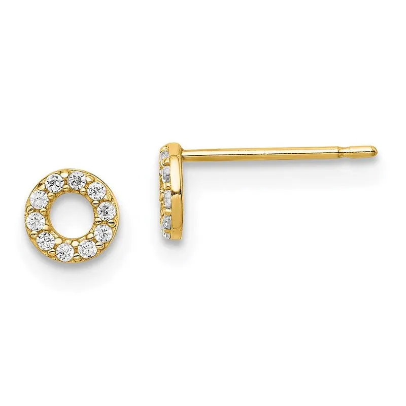14k Amarelo Ouro Madi K Circle Cz Post Brincos