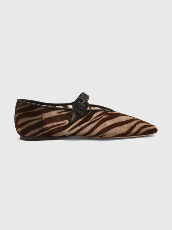 Loeffler Randall Women's Junia Mesh Mary Jane Flat 10 / ZEBRA