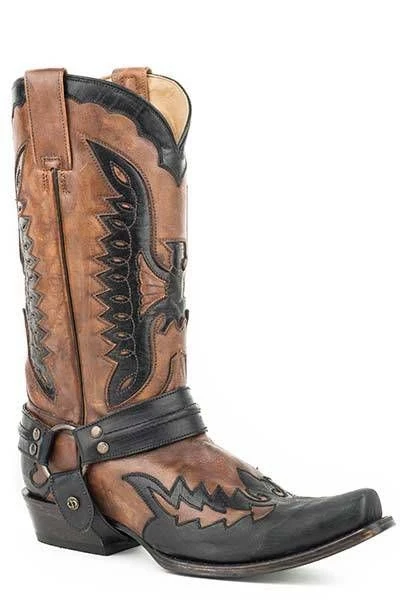 Stetson Mens Outlaw Eagle Boots Distressed Brown/Black / 14 D