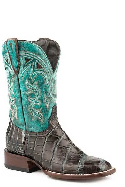 Stetons Ladies Madrid Boots Brown Alligator/Turquoise / 9.5