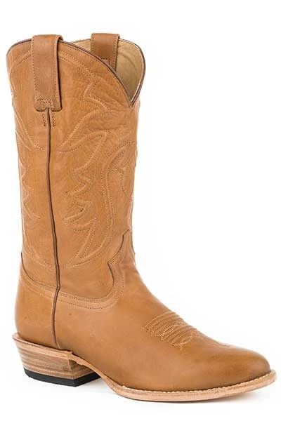 Stetson Mens Ames Cowboy Boots Burnished Tan / 12 D