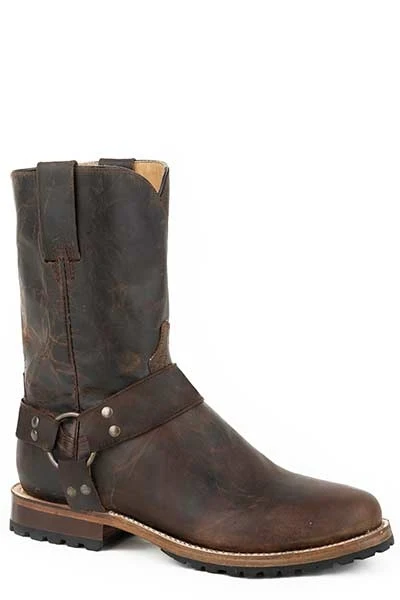 Stetson Mens Puncher Harness Boots Oily Brown / 9.5 D