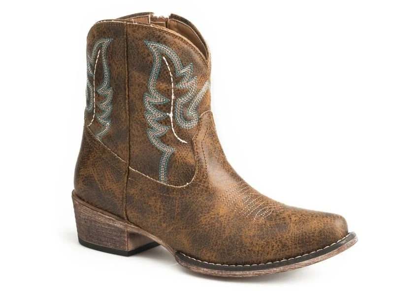 Roper Ladies Shay Vintage Booties Cognac Vintage Faux Leather / 7.5
