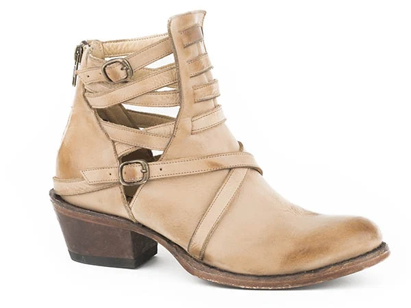 Stetson Ladies Mercy Round Toe Shorty Boots Cream / 6