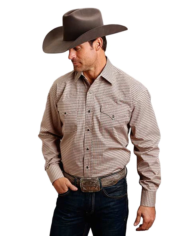 Men's Geo Print On Cotton Poplin Western Shirt - 11-001-0425-7000 RT XL / REG