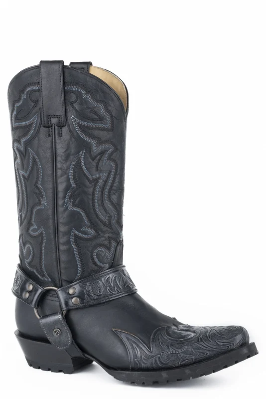 Stetson Mens Outlaw Sciver Biker Lug Sole Boots Oiled Black/Vintage Black / 14 D