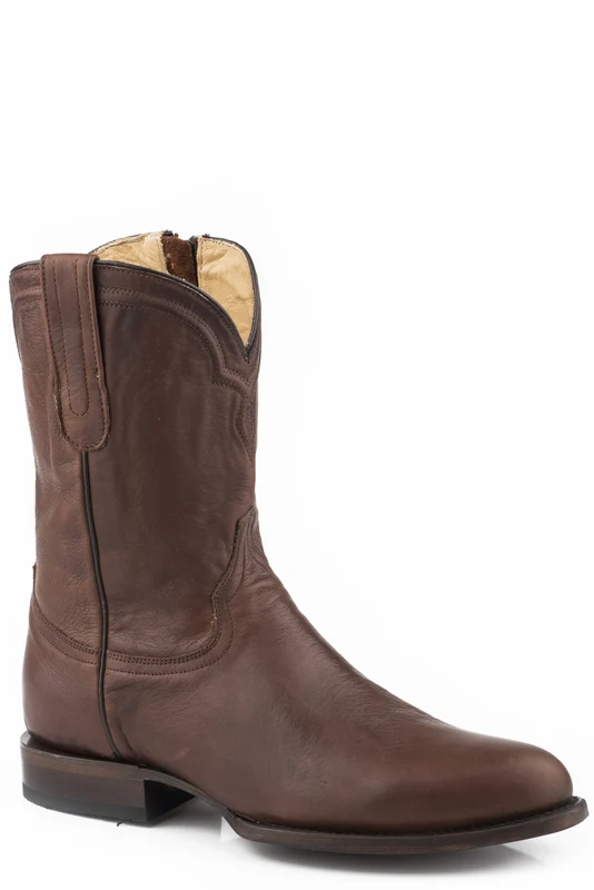 Stetson Mens Rancher Zip Wide R Toe Boots Burnished Cognac / 10.5 D
