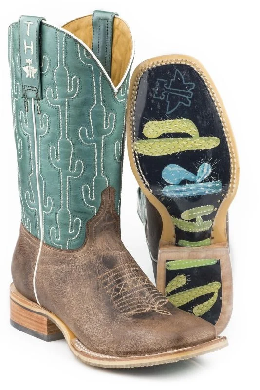 Tin Haul Ladies Puff Cactus Boots Oily Tan/Irridescent Turquoise / 7