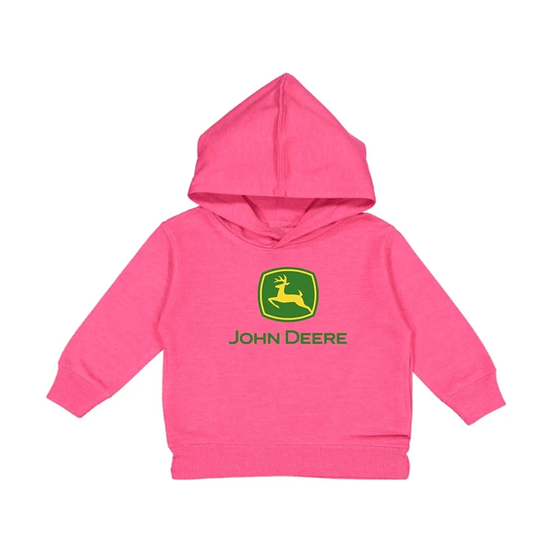 John Deere Girl's Hot Pink Hoodie w/ Logo M