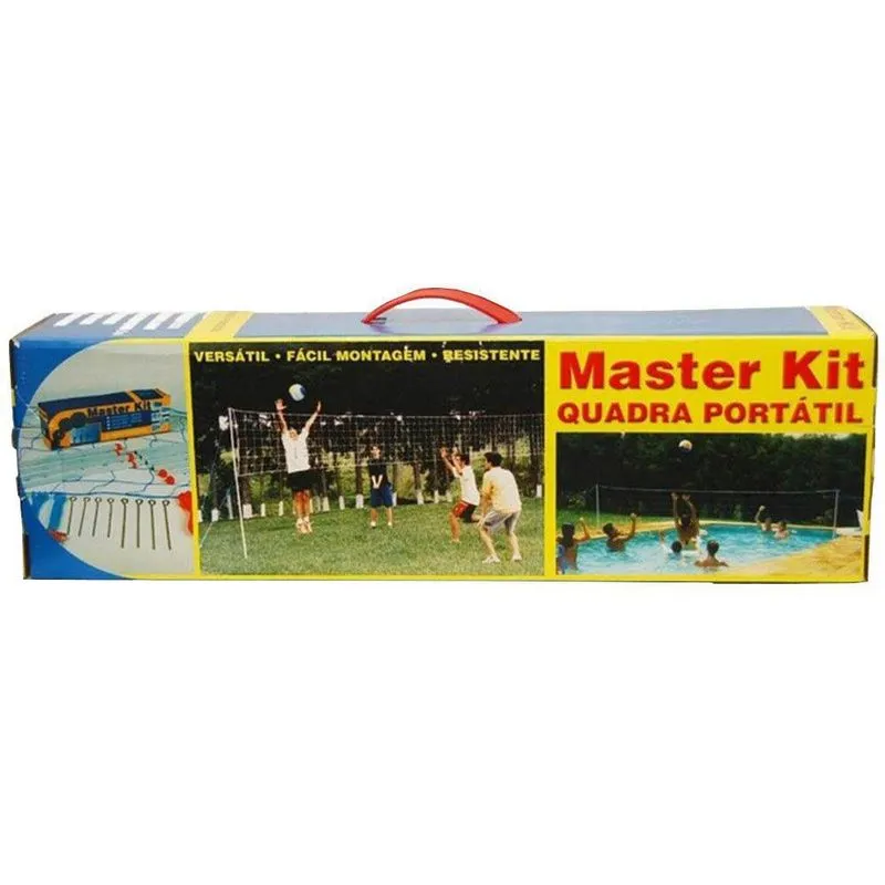 Kit Master Vôlei Junior Rede Com Cordão + Base 4m X 10m